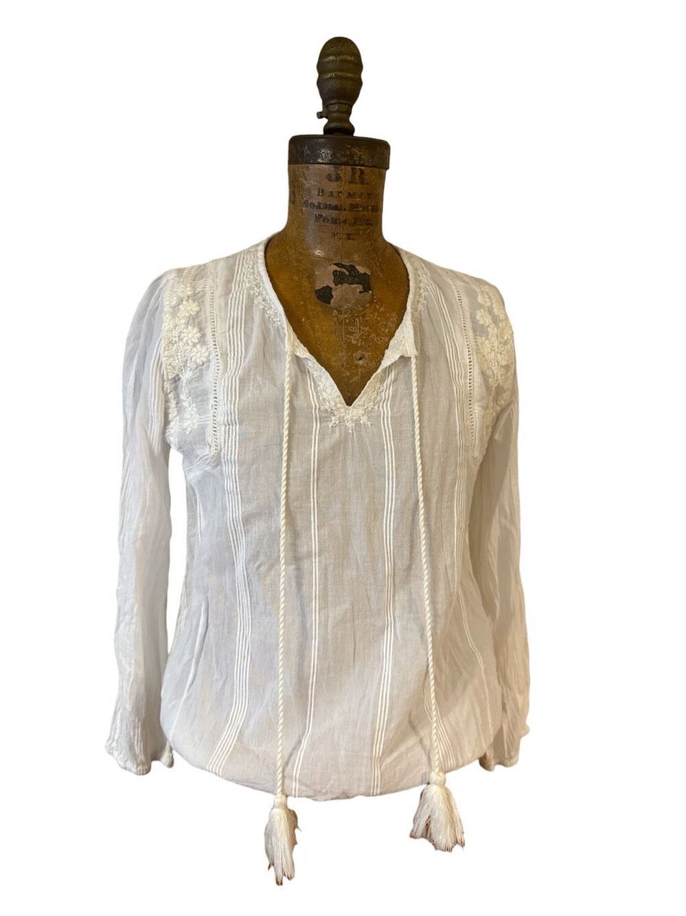 House of Harlow 1960 Ivory embroidered boho peasant blouse size XS